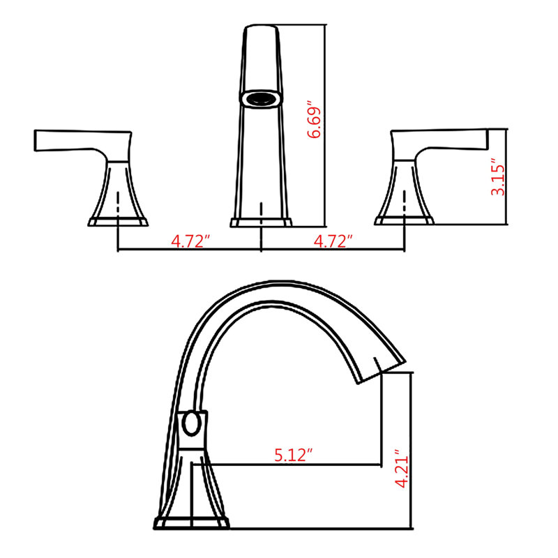 Robinet de meuble-lavabo à deux poignées avec 3 trous et nickel brossé - température précise, finition lisse des poignées de salle de bain