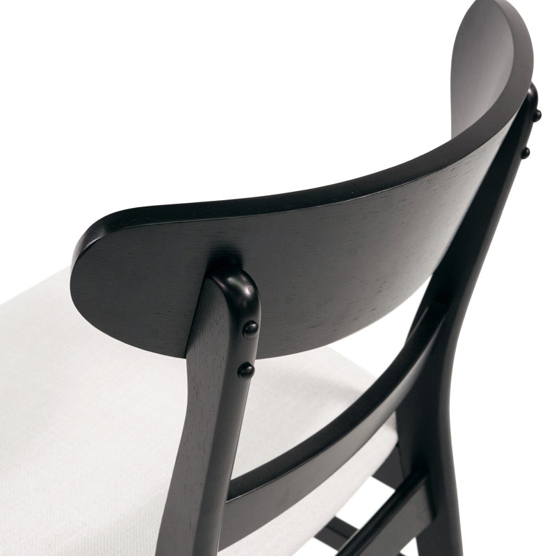 Ensemble de 2 chaises de salle à manger en bois, revêtement beige, Beige, Noir