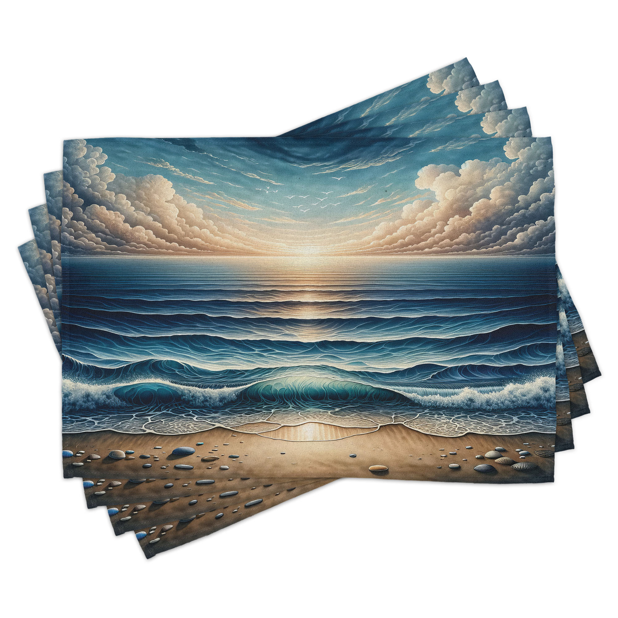 Ambesonne Seascape Place Mats Set of 4 Fish Eye Effect Oceanic Standard ...