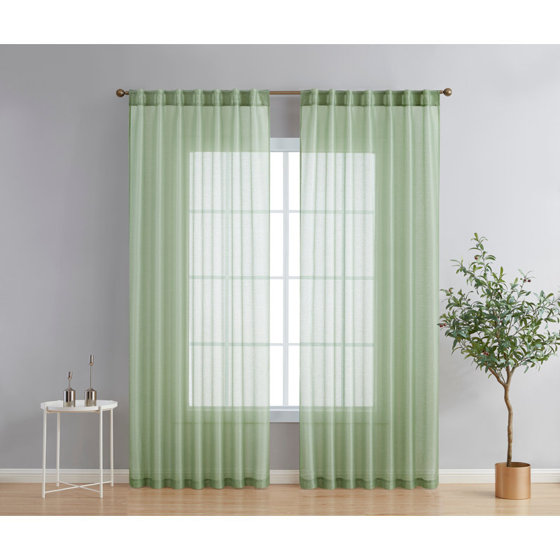 Lauren Semi Sheer Curtain Pair, 54" W x 96" L, Sage Green
