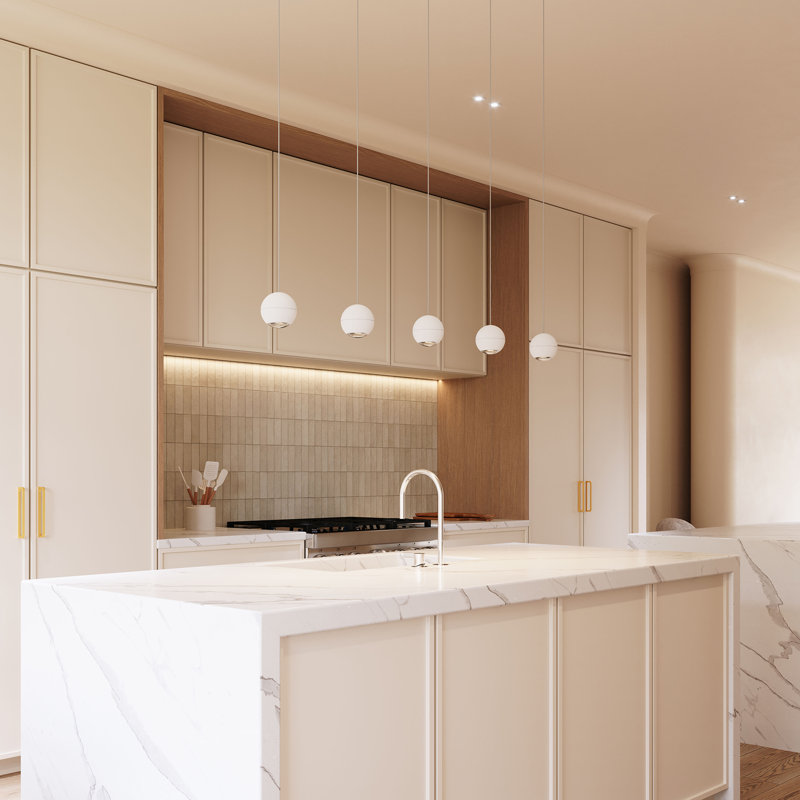 Luminaire suspendu à DEL à plusieurs niveaux pour îlot de cuisine Hemisphere, Naturel anodisé, 5