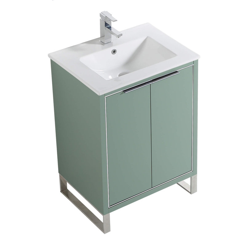 24'' Single Bathroom Vanity Set, Mint Green, Chrome