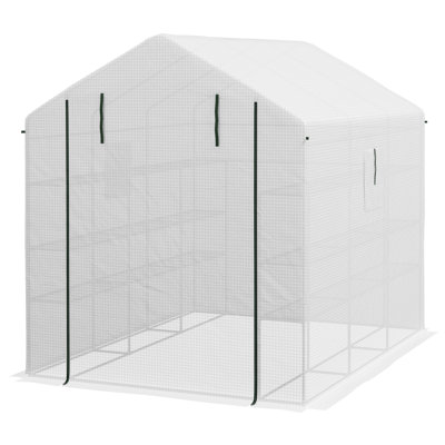 Outsunny 8' X 6' X 7' Walk-In Greenhouse With Mesh Door And Windows