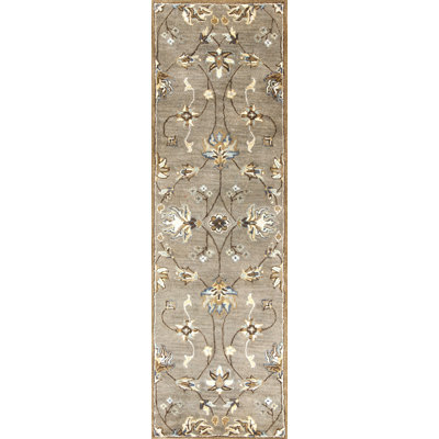 Tapis oriental brun clair en laine touffeté à la main Gonsalves