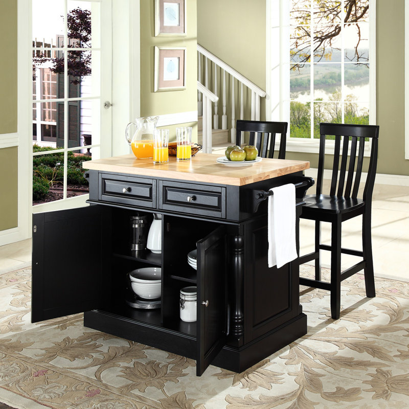 Diamondback Kitchen Island Set, Black