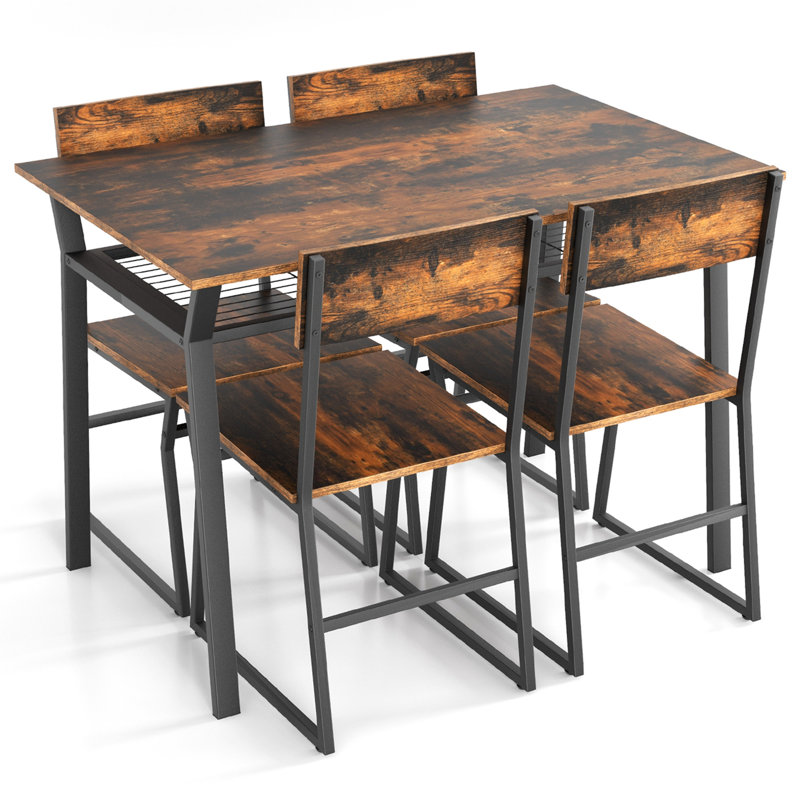Bonniebrook 4 - Person Four Leg Dining Set, Brown, Brown/Black