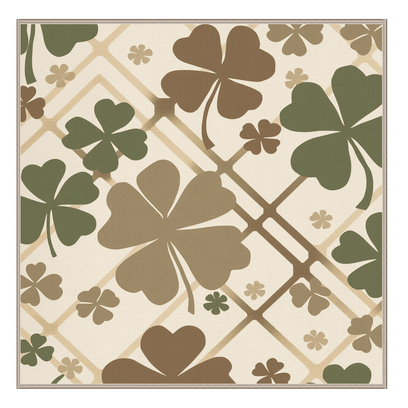 Tapis géométrique doux et moelleux à poils longs Calvin Clover, Carré 4 pi