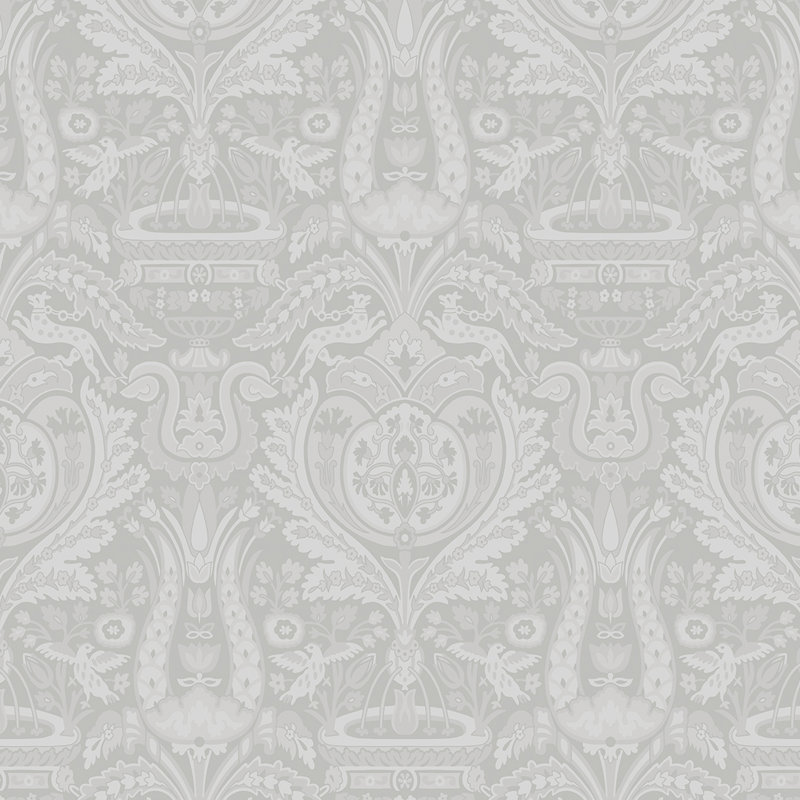 Laura Ashley Heraldic Damask Wallpaper Roll, Slate Gray