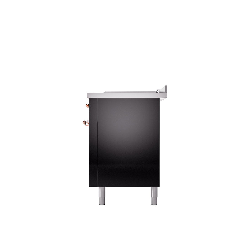 ILVE Nostalgie II 60 in Dual Fuel Range, 7 Burner, Griddle, Frenchtop, Glossy Black/Copper, Natural Gas