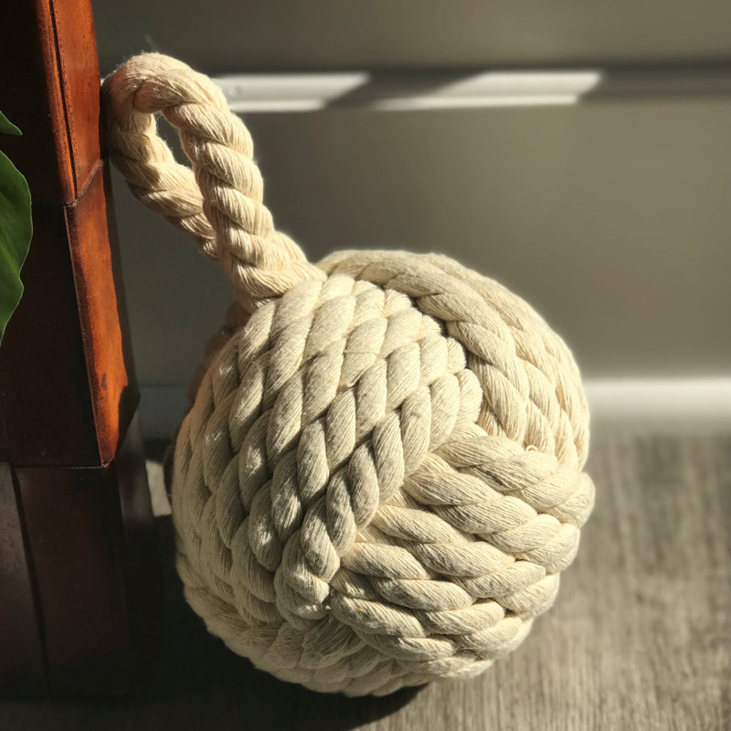 White Nautical Jute Knot Door Stopper with Loop Handle