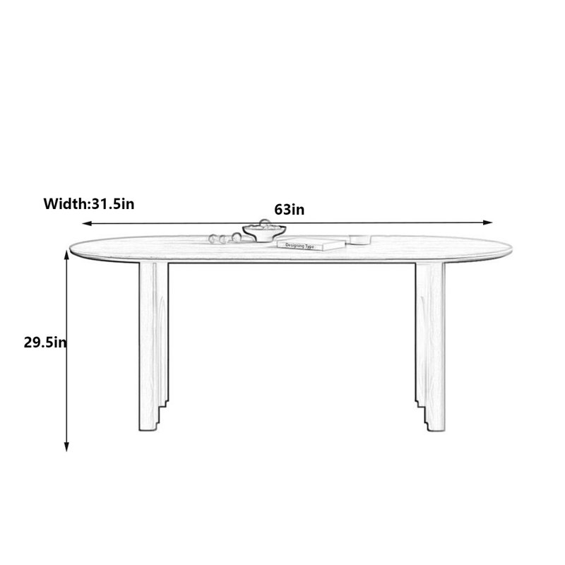 Table de salle à manger French French, H 29,5 po x L 63 po x l 31,5 po