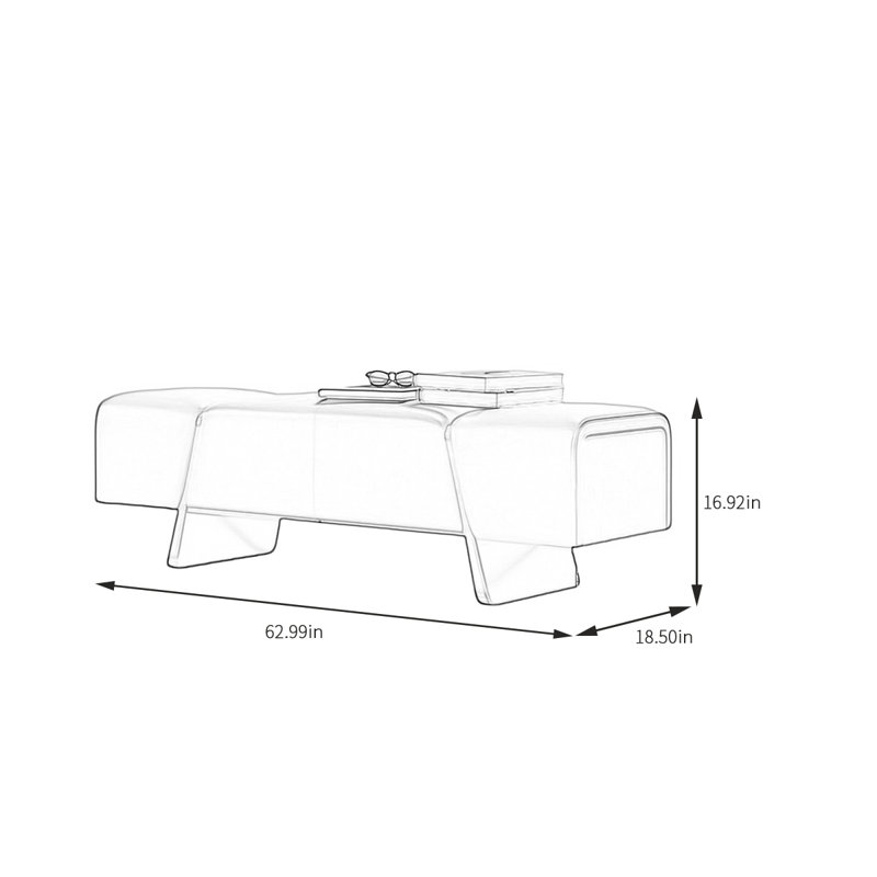 Banc de rangement en microfibre Jacara, H 16,92 po x L 62,99 po x l 18,5 po