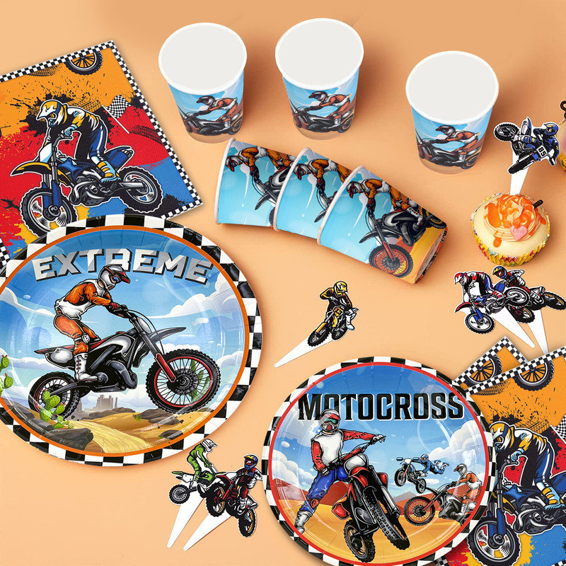 Dirt Bike Motorcycle Party Supplies,54pcs Dirt Bike Birthday Decorations