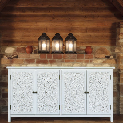 Buffet d'appoint 60 po blanc rustique 60 po avec 4 portes