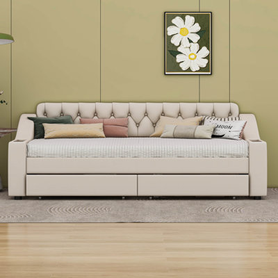 Twin Size Upholstered Daybed with Storage Armrests and USB Port