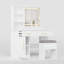 Bureau de maquillage avec miroir et lumières, coiffeuse blanche avec prise de courant et 3 modes d'éclairage, ensemble de coiffeuse avec tiroirs d'armoire et tabouret de rangement pour la chambre