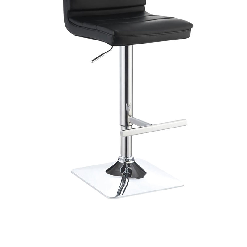 Tabourets de bar contemporains (2) - réglables, cuir noir, paire de tabourets réglables (2), placage, Noir