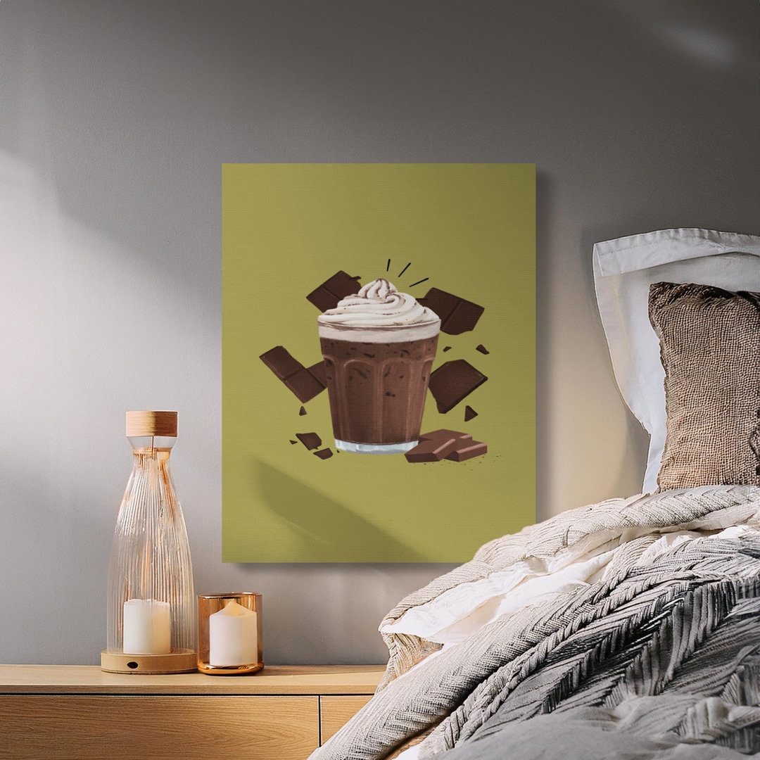 Chocolate Milkshake Canvas Wall Art, Whipped Cream Drink Print, Modern Foodie Decor, Gallery Wrapped, Ready to Hang, Archival Quality