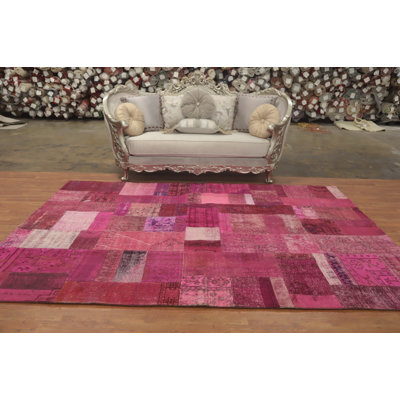 Distressed Wool Patchwork Area Rug 7x10