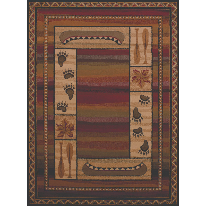 Tapis abstrait brun / beige / vert Woolsey, Rectangle 1 pi 10 po x 3 pi
