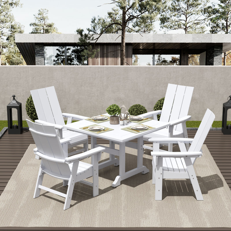 Joubert 4 - Person Patio Dining Set with Square Table, White