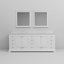 Meuble-lavabo double blanc 84 po X P 22 po P, plateau en quartz blanc et Miroirs-984136028