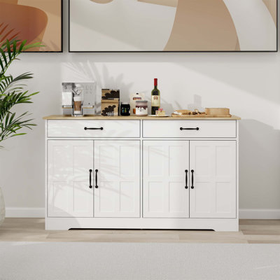 Large Farmhouse Buffet Cabinet With 2 Drawers And 4 Doors,  For Dining, Living Room, And Kitchen Storage