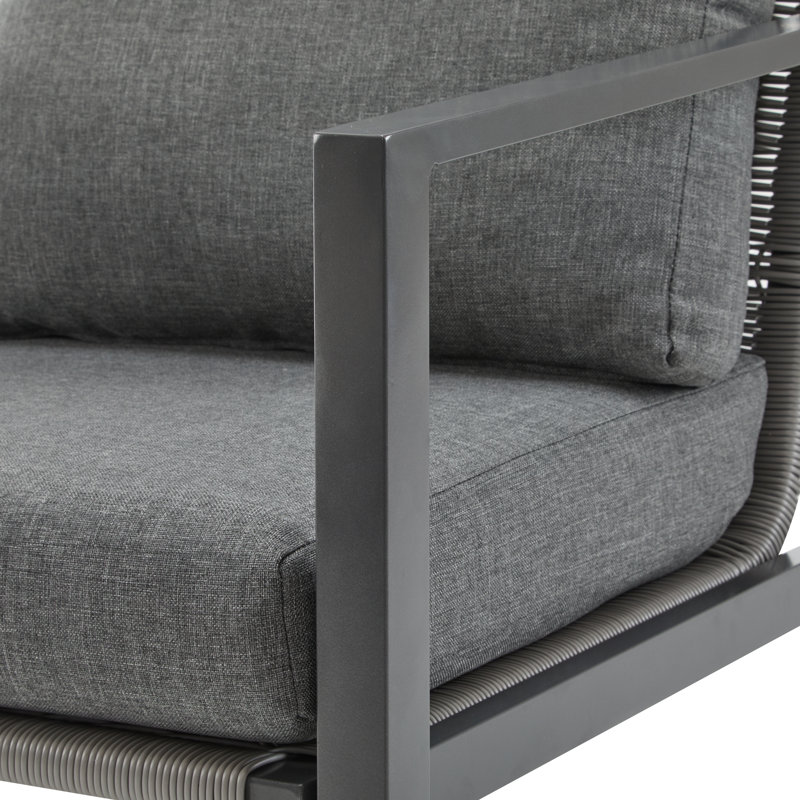Aluminum Lounge Chair with Sleek Rope Accents and Comfortable Cushions, Perfect for Modern Outdoor and Indoor Spaces