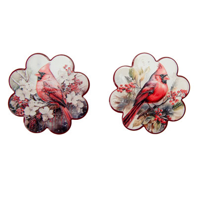 4 Piece Scallop Ceramic Coasters Cardinal