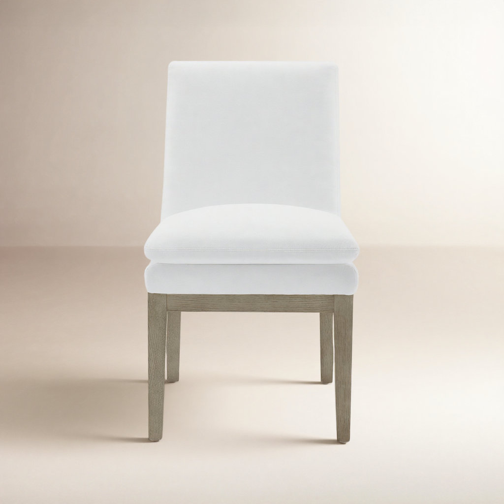 Bethea Oak Parsons Dining Chair, Tweed Prestige Pearl/Gray