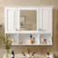 Armoire à pharmacie murale pour salle de bain 35 po x 28 po, 3 tablettes réglables, rangement dissimulé, panneau imperméable, pour organisation à domicile 28 po avec miroir, charnières exquises, style moderne-432136943-432136940