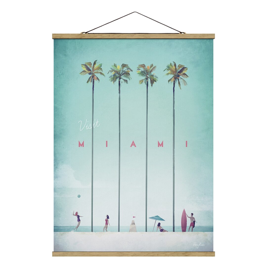 Stoffbild Mit Posterleisten - Reiseposter - Miami - Hochformat 4:3