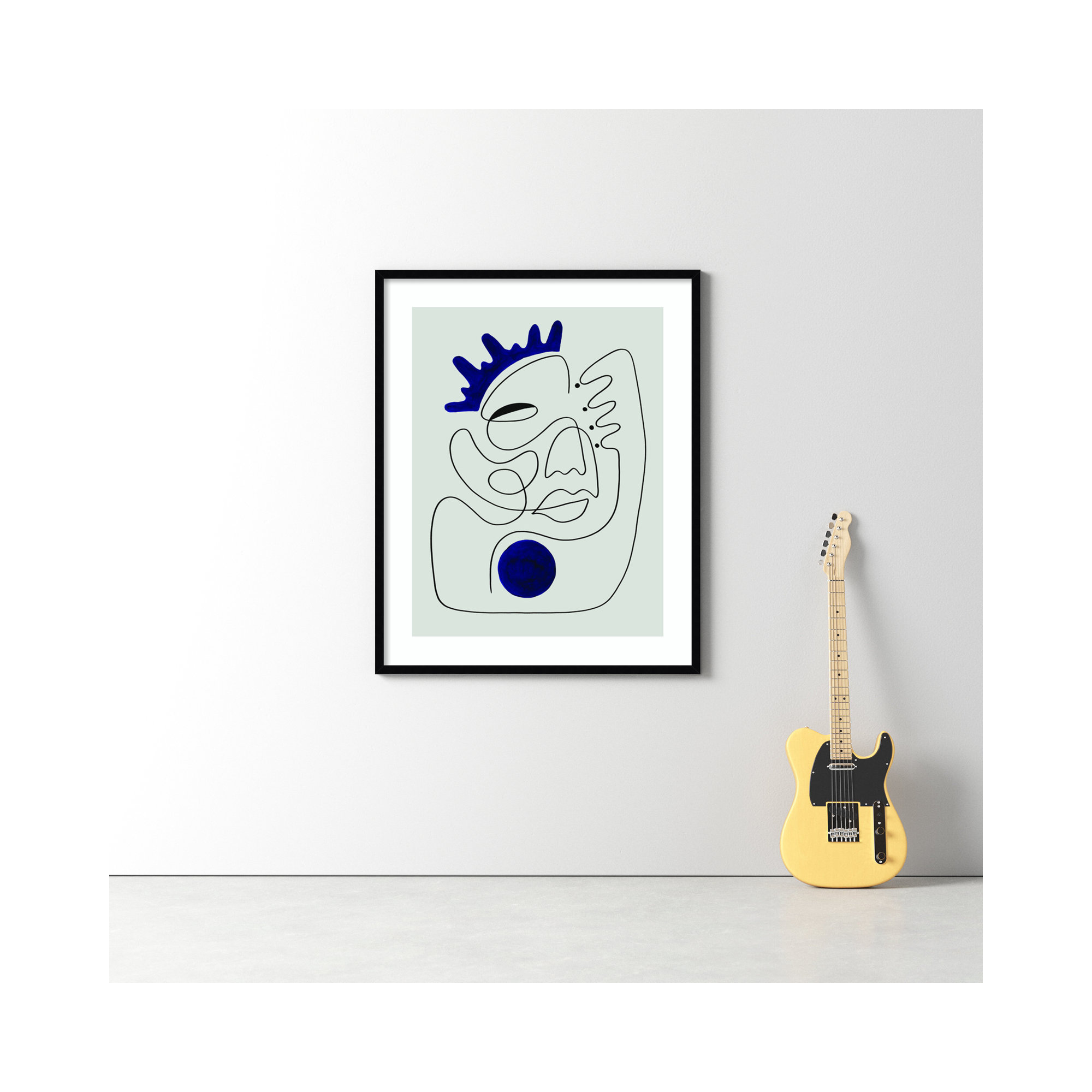El Rey by Shatha Al Dafai, Noir Black Framed, 41.38" H x 33.38" W x 0.875" D