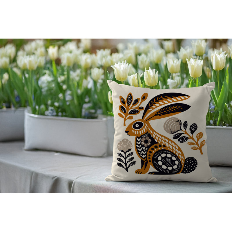 Coussin intérieur / extérieur Timi Rabbit, Carré 15 po, Orange