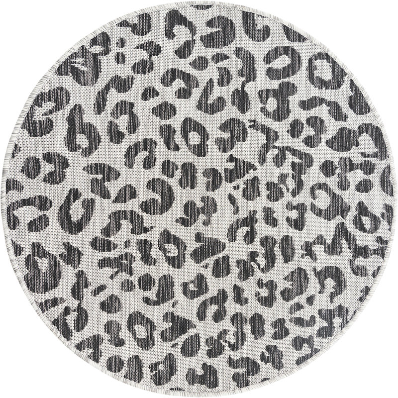 Outdoor Joyous Area Rug Stone Color, Round 3'3"