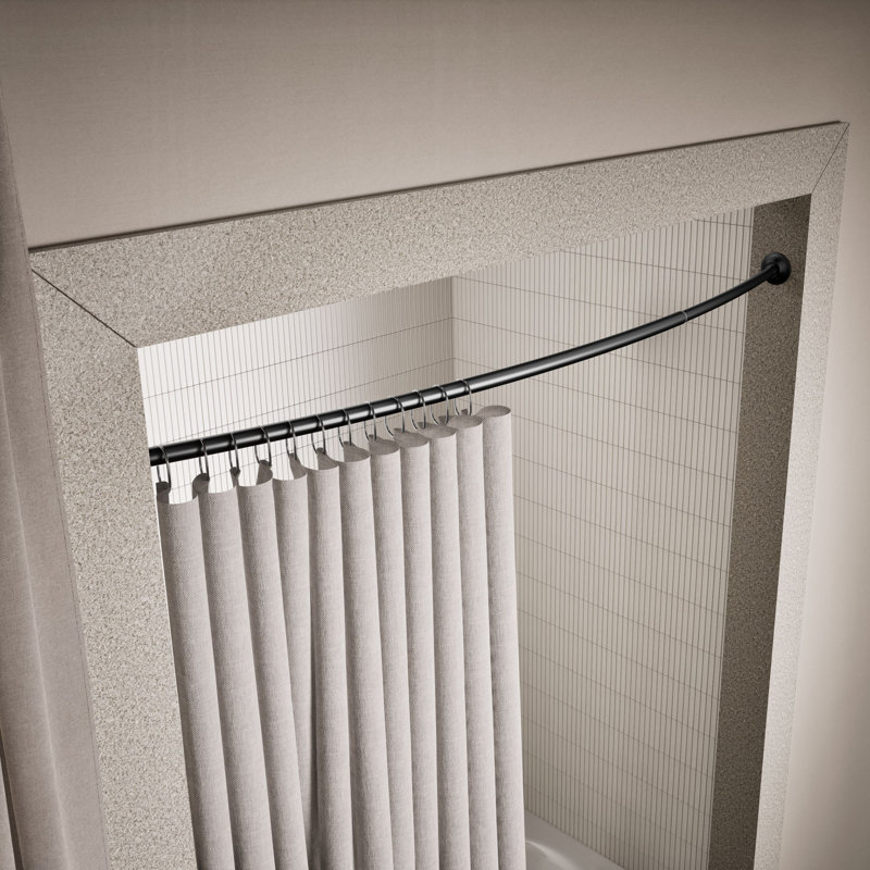 Expanse Curved Shower Rod - Transitional Design, Matte Black