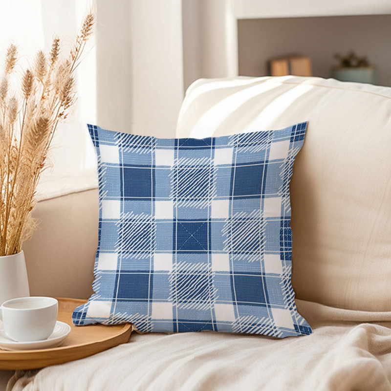 Abstract Blue Plaid Pattern Modern, 20"H x 20"W