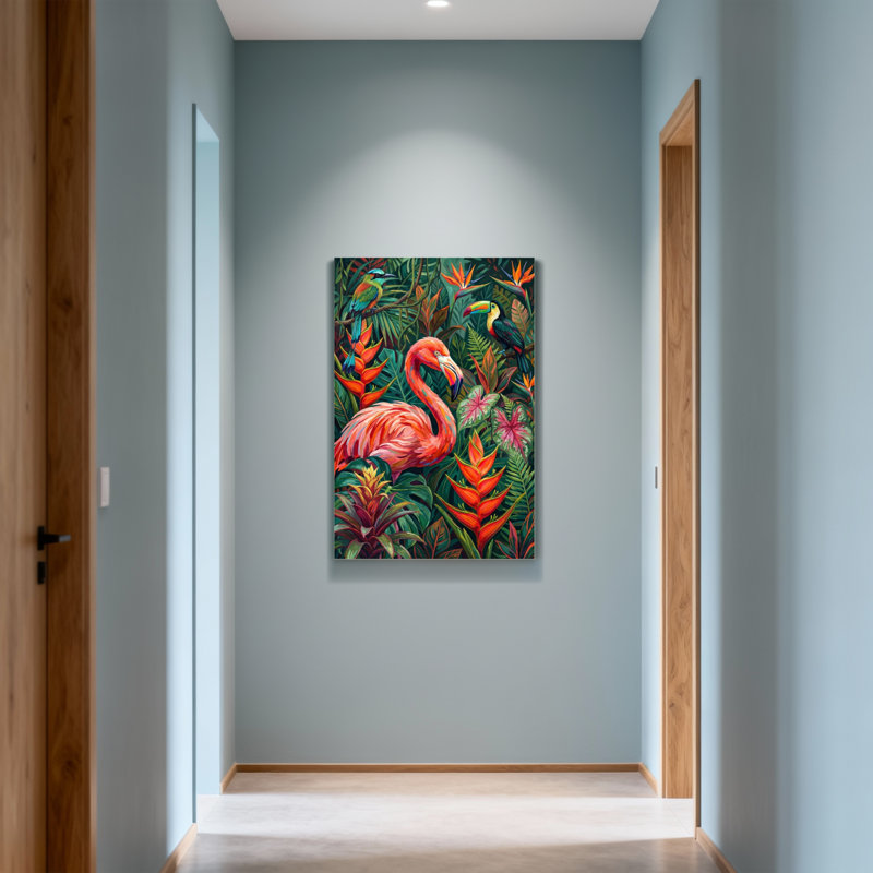 Animaux, flamants tropicaux et fleurs exotiques, H 24 po x l 36 po