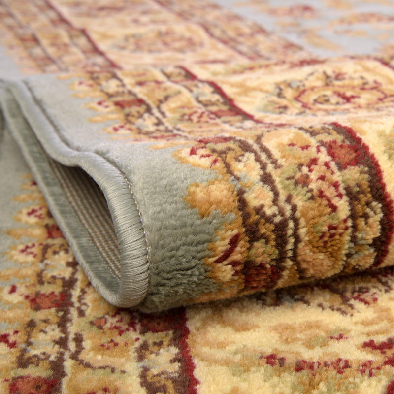 Tapis floral bleu clair / beige Niles, Rectangle 2 pi 2 po x 3 pi 1 po