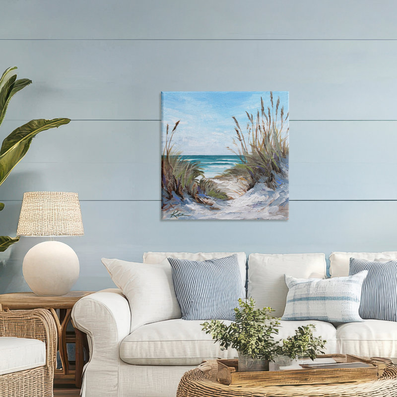 Toile marine à travers les herbes, design par Lindsay Kivi Fine Art, H 30 po x l 30 po
