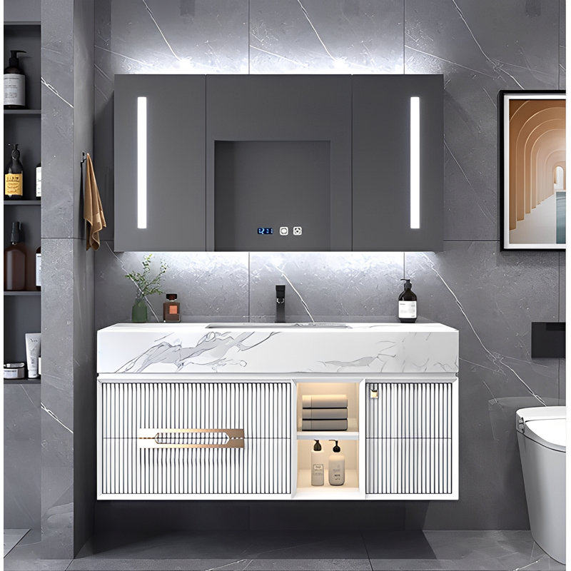 Meuble-lavabo mural blanc mat 30 po Sienna