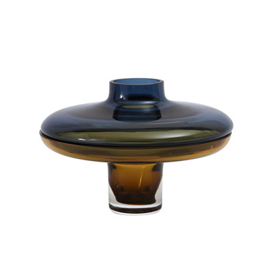 Vase bas ambre sur cobalt
