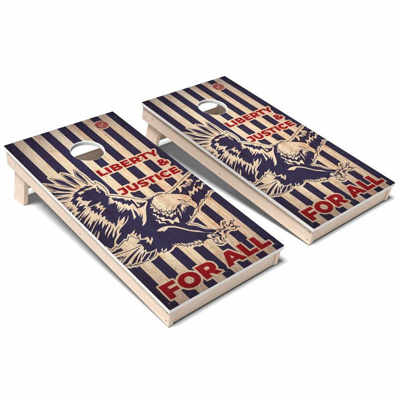 Ensemble de planches de cornhole en composite toutes saisons Americana Liberty and Justice, Ajouter un étui et des lumières