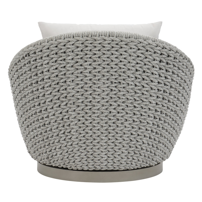 Savaii Outdoor Swivel Papasan Chair, White Sunbrella 6063-000