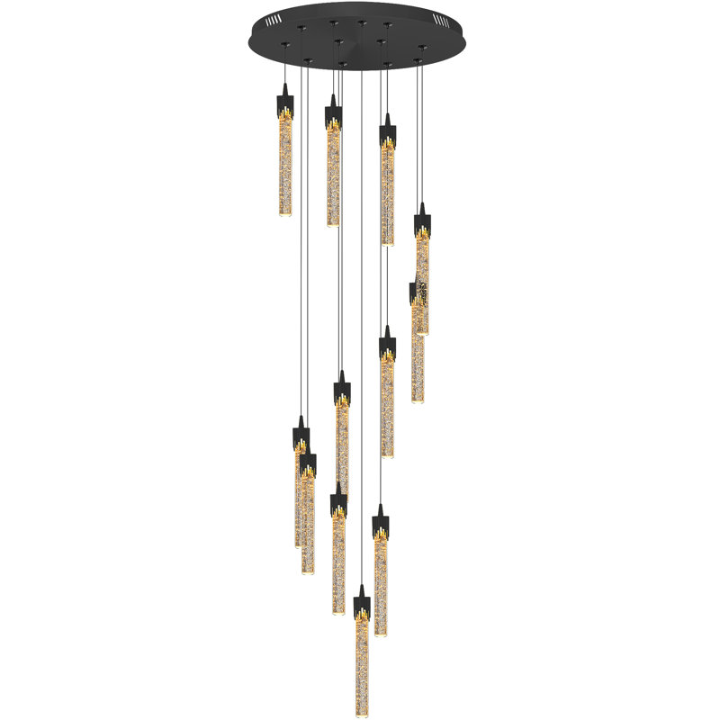 Luminaire suspendu en cristal en acier inoxydable à 12 lumières Fakiri