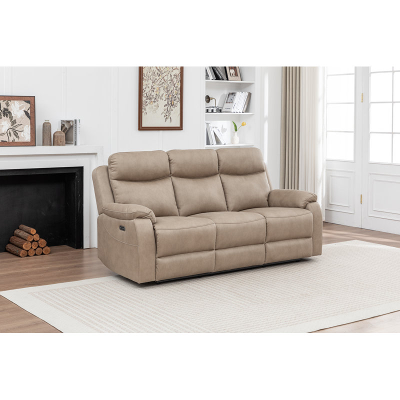 Conrad Fabric Manual Reclining Sofa , Stone, 3