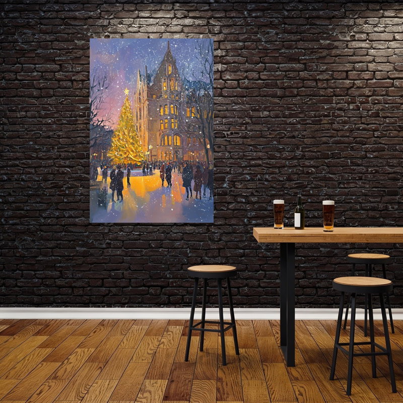 Brightchristmascityno02, impression d'art romantique de Noël abstrait, 60" H x 40" W