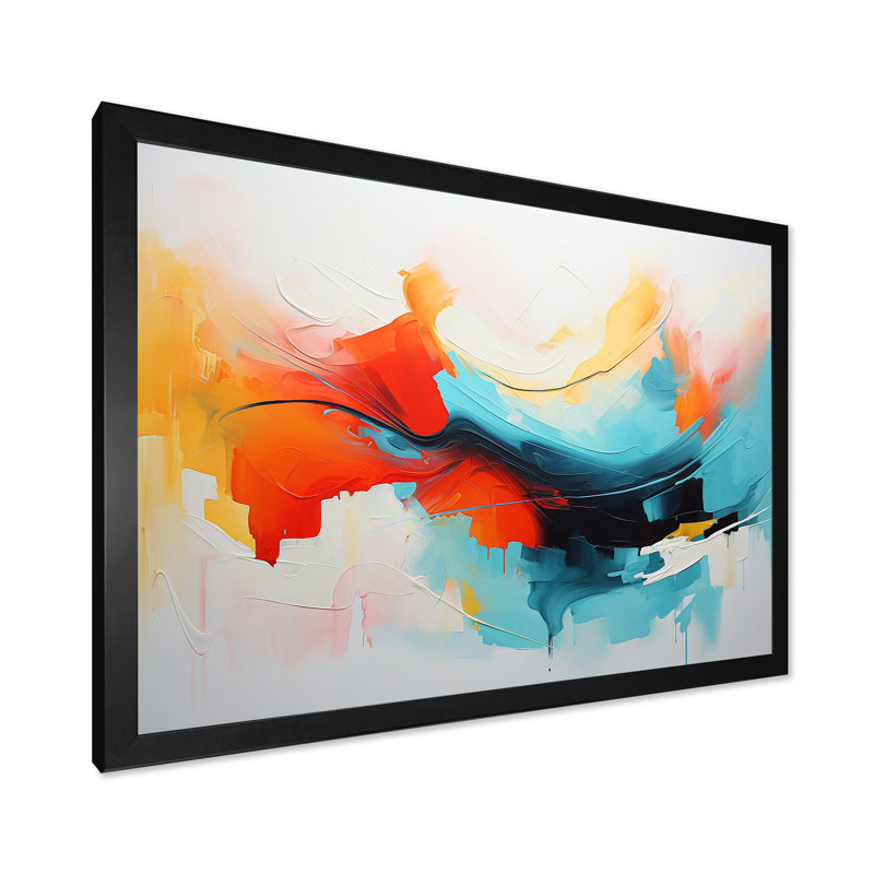 «Colorful Abstract Expression IV», art mural abstrait, H 12 po x l 20 po x P 1 po, Cadre d'angle fermé noir