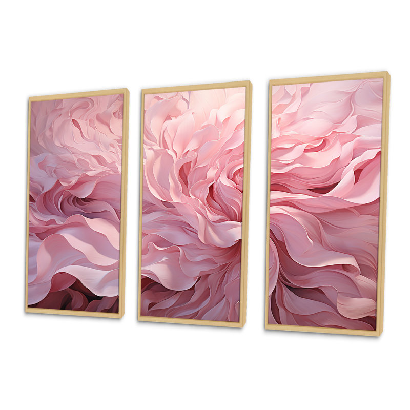 «Pink Tender Twirl Spiral», ensemble d'art mural sur toile, H 40 po x l 60 po x P 1 po, Cadre flottant érable