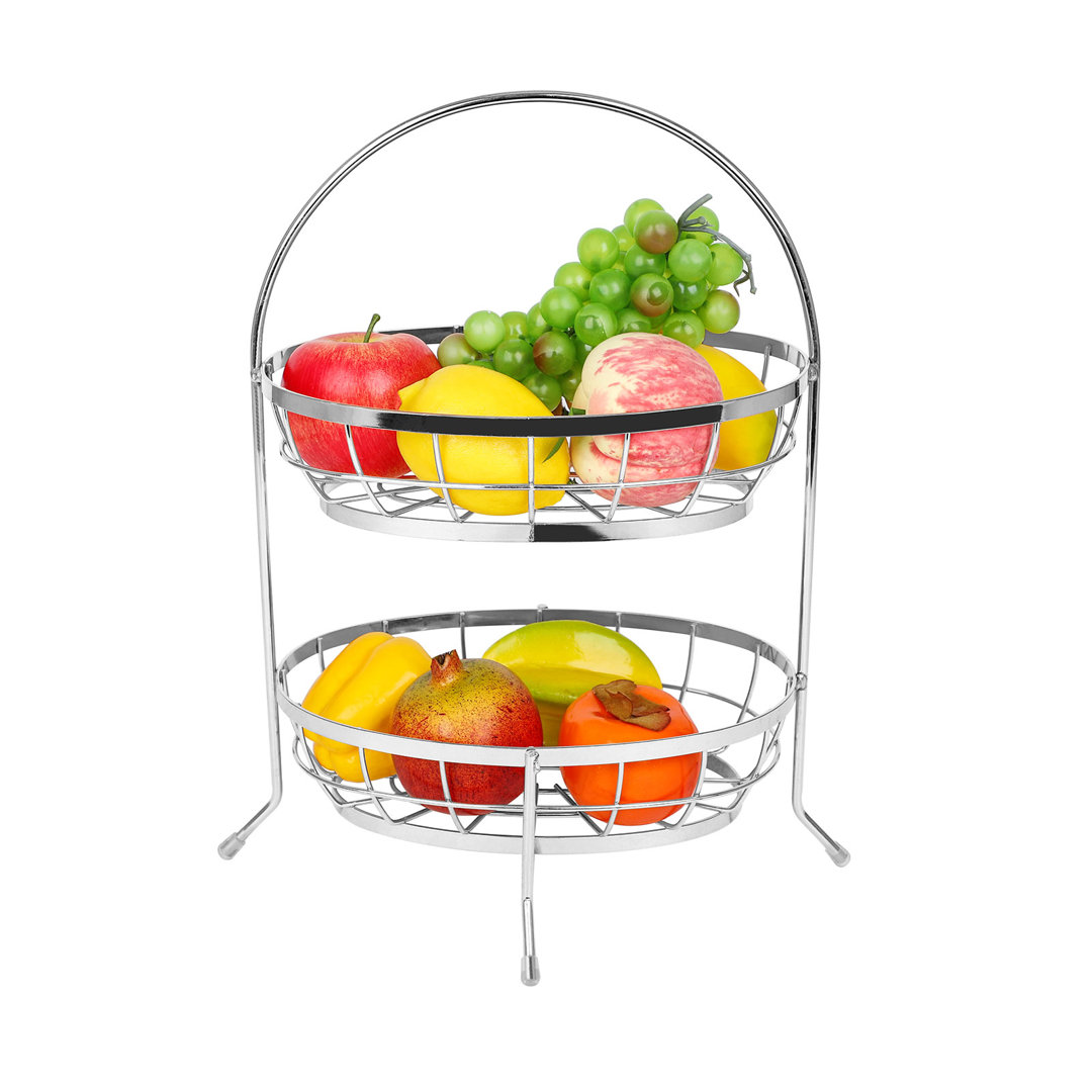 Echtwerk 2-Stöckige Obst-Etagere, Dekorativer Obstkorb Aus Eisen, Aufbewahrung Für Obst Und Gemüse, Black-Edition